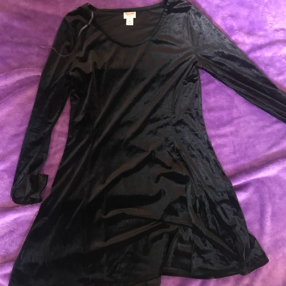 Velour Black Shift Dress